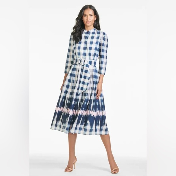 New! Sachin & Babi x Anthropologie Mari Gingham Cotton Midi Dress💙sz 2, 6 & 10 - Picture 2 of 16